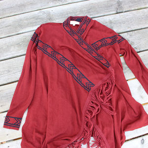 Tribal Red Cardigan Shrug Duster